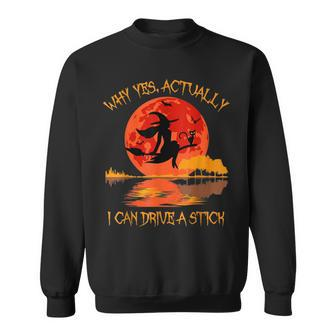 Halloween Witch Why Yes Actually I Can Drive A Stick Sweatshirt - Monsterry DE