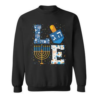 Hanukkah Love With Menorah For Jewish Christmas Holiday Sweatshirt - Seseable