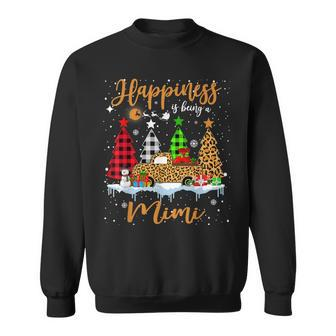 Happiness Is Being A Mimi Christmas Tree Leopard Truck Sweatshirt | Mazezy AU