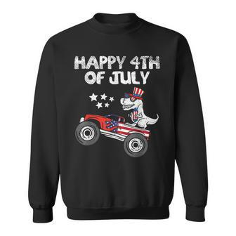 Happy 4Th Of July Dinosaur Monster Truck Toddler Boys Kids Sweatshirt