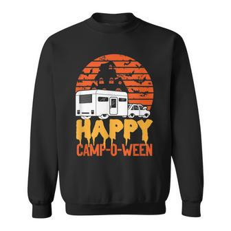 Happy Campoween Vintage Funny Camping Enthusiast Halloween Camping Funny Gifts Sweatshirt | Mazezy
