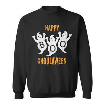 Happy Ghoulaween Halloween Cute Ghosts Trio With Boo Halloween Sweatshirt | Mazezy