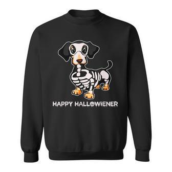 Happy Halloween Halloweiner Daschund Dog Lovers Skull Sweatshirt - Monsterry CA
