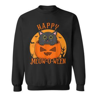 Happy Halloween Meowoween Cute Black Cat Party Costume Happy Halloween Sweatshirt | Mazezy