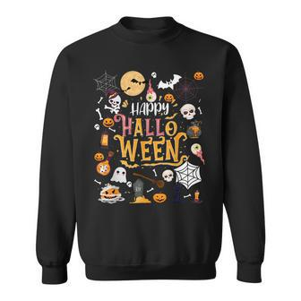 Happy Halloween Pumpkin Ghosts Witch Bats Candy Corn Skulls Pumpkin Funny Gifts Sweatshirt | Mazezy