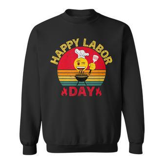 Happy Labor Day Winking Icon Bbq Grillin Retro Vintage Sweatshirt | Mazezy