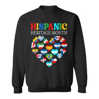 Happy National Hispanic Heritage Month All Countries Heart Sweatshirt - Seseable