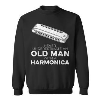 Harmonicist Never Underestimate An Old Man With Harmonica Sweatshirt - Seseable