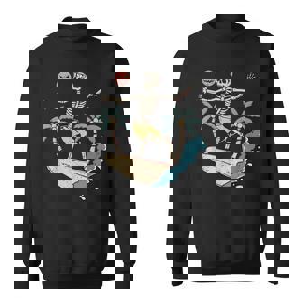 Hawaii Surfer Skeleton Halloween Beach Scary Spooky Surfers Halloween Sweatshirt | Mazezy