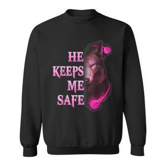 He Keeps Me Safe - She Keeps Me Wild Couple Wolves Sweatshirt | Mazezy