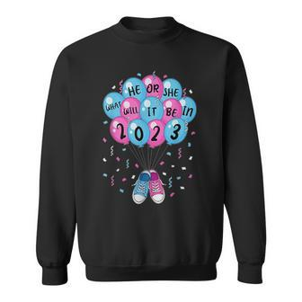 He Or She What Will It Be Gender Reveal Baby Announcement Sweatshirt - Seseable