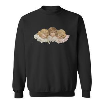 Heavenly Little Vintage Baby Angels Snuggled Up Close Sweatshirt | Mazezy