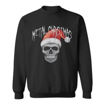 Heavy Metal Christmas Skull Santa Sweatshirt | Mazezy