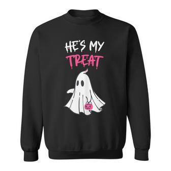 He's My Treat Halloween Costume Adult Matching Couple Lover Sweatshirt - Monsterry