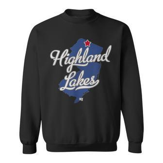 Highland Lakes New Jersey Nj Map Sweatshirt | Mazezy UK