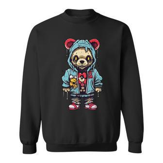 Hip Hop Teddy Bear Zombie Teddy Bear Streetwear Horror Drip Teddy Bear Sweatshirt | Mazezy