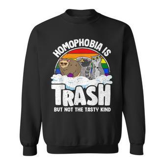 Homophobia Is Trash Gay Pride Raccoon Opossum Ally Lgbt Sweatshirt | Mazezy
