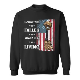 Honor American Us Flag Fallen Thank Living For Memorial Day Sweatshirt | Mazezy