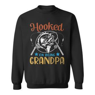 Hooked On Being Grandpa Happy Father Day Fisher Papa Sweatshirt | Mazezy
