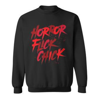 Horror Flick Chick Slasher Movie Blood Splatter Halloween Halloween Sweatshirt | Mazezy UK
