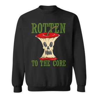 Horror Rotten To The Core Scary Skeleton Face Apple Core Scary Sweatshirt | Mazezy