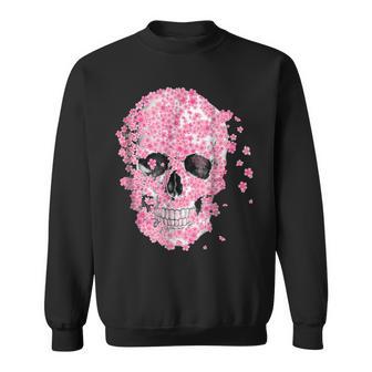 Horror Skull Cherry Blossom Japanese Sakura Japanese Sweatshirt | Mazezy