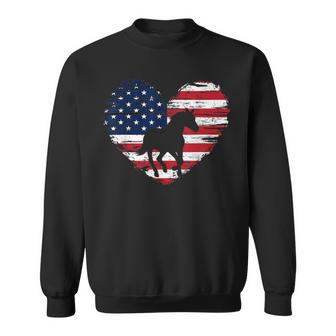 Horse American Flag Heart 4Th Of July Usa Patriotic Pride Sweatshirt - Monsterry DE