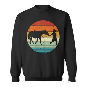 Horse And Girl Silhouette Sunset Retro Cowgirl Equestrian Sweatshirt | Mazezy DE