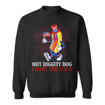 Hot Diggity Dog I Love The Usa 4Th Of July Hotdog American Usa Funny Gifts Sweatshirt | Mazezy