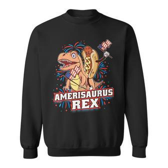 Hotdog T Rex Dinosaur 4Th Of July Amerisaurus Funny Gifts Sweatshirt | Mazezy