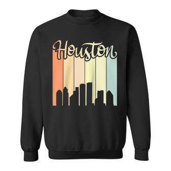 Houston - City Pride - Colorful Retro Skyline Silhouette Sweatshirt | Mazezy