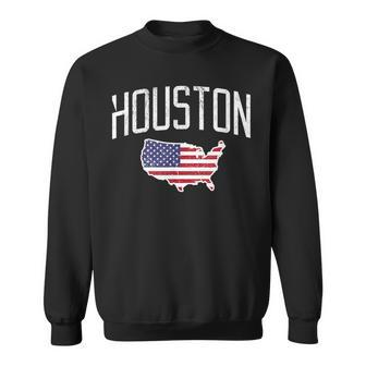 Houston Texas Tx City Pride Usa Flag Distressed Sweatshirt | Mazezy