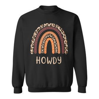 Howdy Cowgirl Leopard Boho Rainbow Womens Sweatshirt | Mazezy