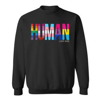 Human Lgbtq Pride Ally Equality Bi Bisexual Trans And Queer Sweatshirt - Seseable