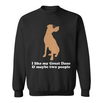 I Like My Great Dane And Maybe Two People Funny Dog Graphic Sweatshirt | Mazezy