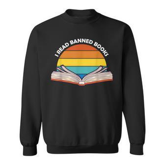 I Read Banned Books Reading Teach Literature Lovers Retro Reading Funny Designs Funny Gifts Sweatshirt | Mazezy