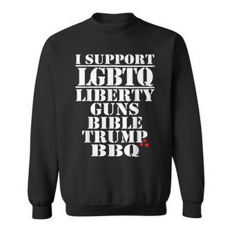 I Support Lgbtq Liberty Guns Bible Trump Bbq Funny Sweatshirt | Mazezy