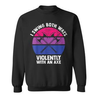 I Swing Both Ways With An Axe Bisexual Lgbt Pride Retro Sweatshirt | Mazezy
