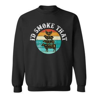 Id Smoke That Funny Retro Bbq Party Smoker Chef Dad Gift Sweatshirt | Mazezy
