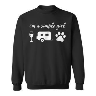 Im A Simple Girl Wine Camping Dog Paw Funny Cute Sweatshirt | Mazezy