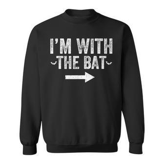 I'm With The Bat Costume Halloween Matching Couple Sweatshirt - Thegiftio UK