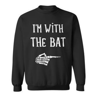 I'm With The Bat Matching Couple Costume Halloween Sweatshirt - Monsterry