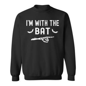 I'm With The Bat Skeleton Halloween Matching Couple Sweatshirt - Thegiftio UK