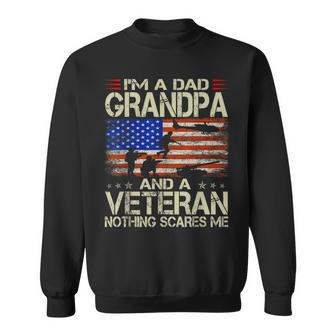I'm A Dad Grandpa And Veteran Retro Papa Grandpa Sweatshirt - Seseable