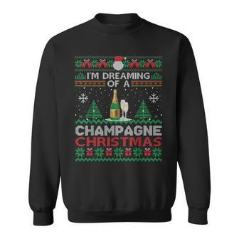 I'm Dreaming Of A Champagne Christmas Ugly Sweater Party Sweatshirt | Mazezy