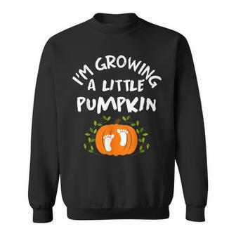 Im Growing A Little Pumpkin Funny Thanksgiving Pregnancy Sweatshirt | Mazezy