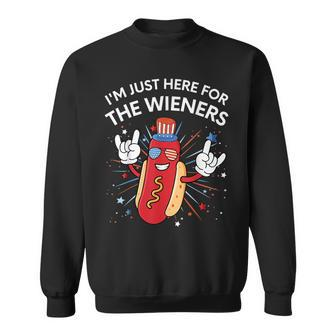 Im Just Here For The Wieners Hot Dog 4Th Of July Usa Flag Usa Funny Gifts Sweatshirt | Mazezy