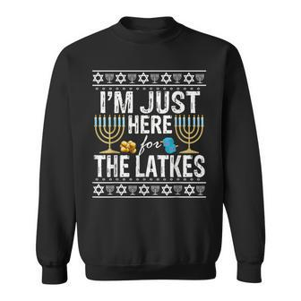 I'm Just Here For The Latkes Jewish Sweatshirt | Mazezy