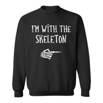 I'm With The Skeleton Matching Couple Costume Halloween Sweatshirt | Mazezy