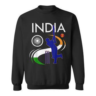 India Cricket With Indian Flag Brush Stroke Sweatshirt | Mazezy